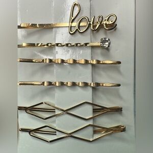 Fashion Gold Hairpin Set of 6 hairpins with Love Design NWT